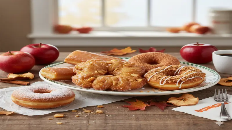 Apple Crumb Donut, Apple Fritter, Apple ‘n Spice Donut, Apple Stick, Apple Streusel Donut, and French Apple Donut
