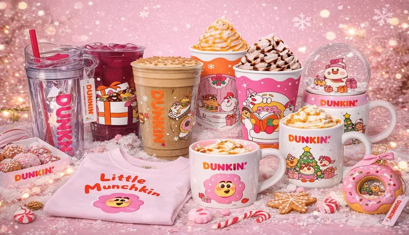 Dunkin Donuts Christmas Menu 2025: Drinks, Donuts & Prices 3 Dunkin Donuts Christmas cups 2025 with festive holiday designs and merchandise