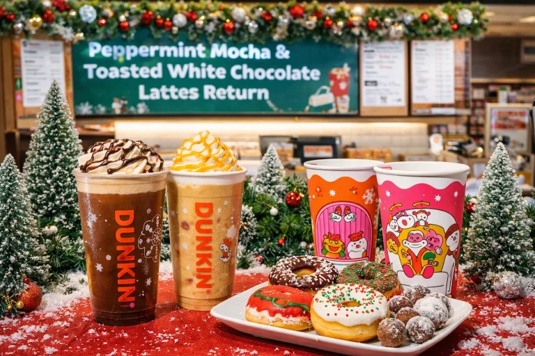 Dunkin Donuts Christmas Menu 2025: Drinks, Donuts & Prices 9 Dunkin Donuts Christmas menu 2025 featuring holiday drinks, donuts, and festive cups in the USA