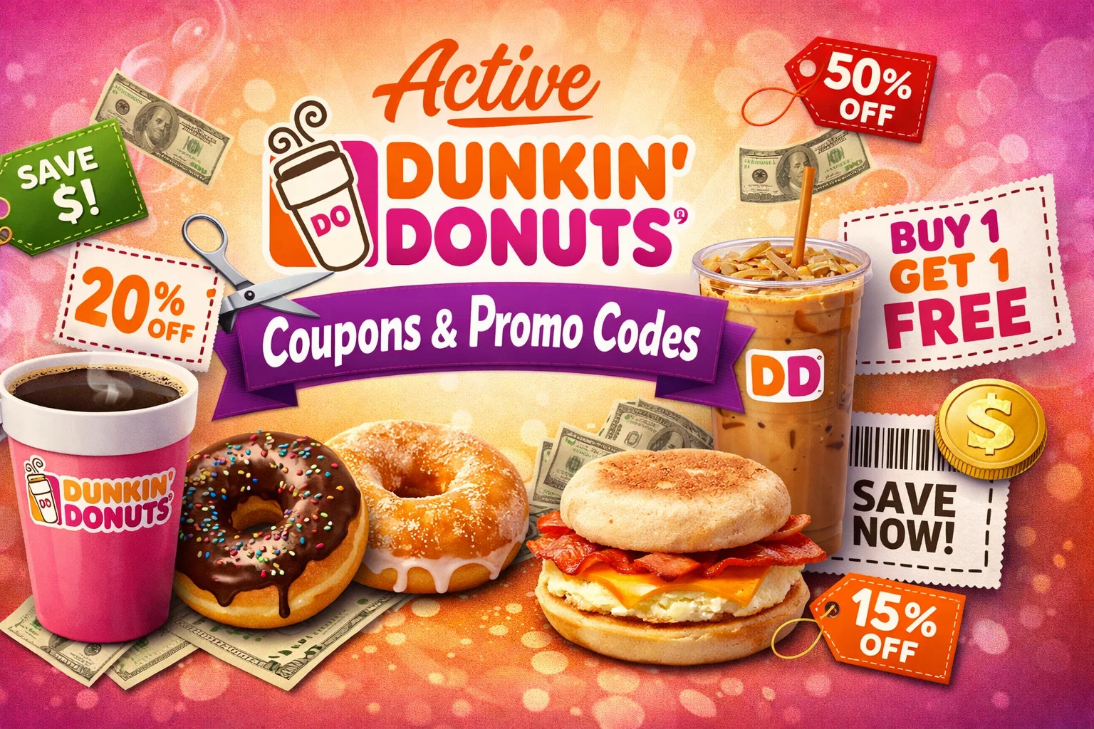 Active Dunkin Donuts Coupons & Promo Codes – Free Coffee & 50% Off