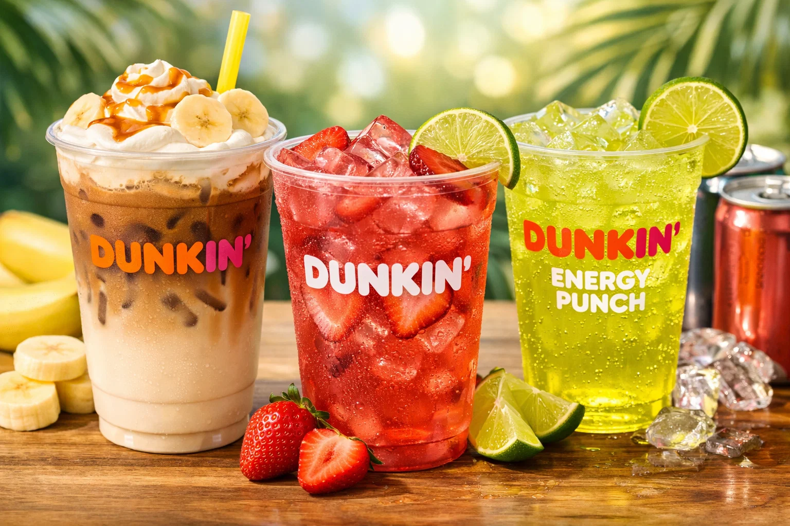 Dunkin Donuts New Menu 2026 (Spring Drinks & Deals) 1 Dunkin Donuts new menu 2026 drinks including banana latte refresher and energy drink