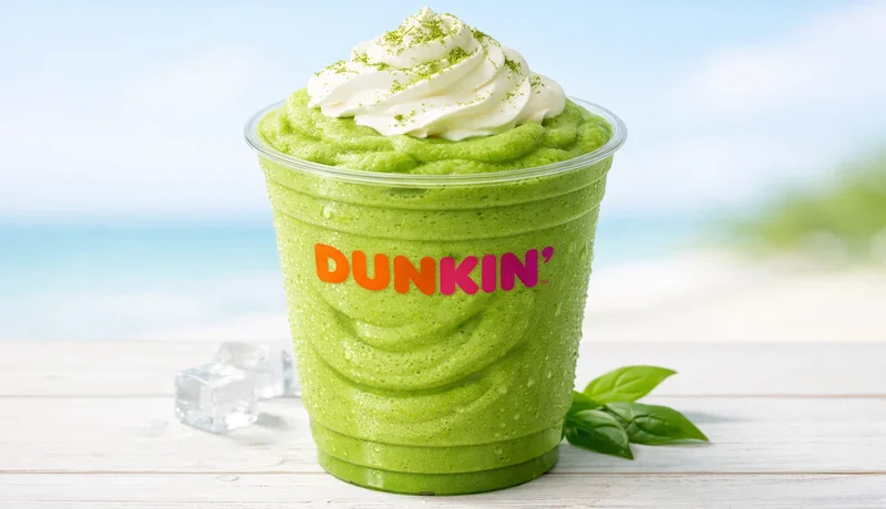 Frozen Dunkin matcha latte blended green tea drink