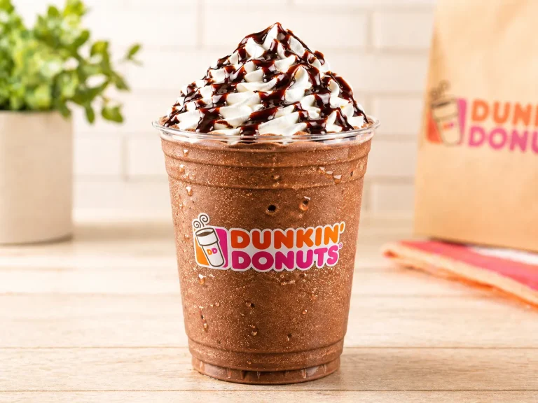 Dunkin donuts frozen chocolate drink creamy dessert style beverage
