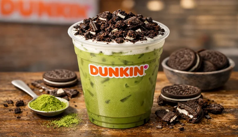 Dunkin Oreo matcha summer menu drink with marshmallow foam
