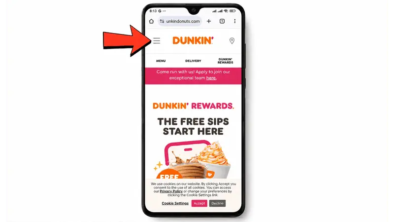 tap on three lines on the top of the page