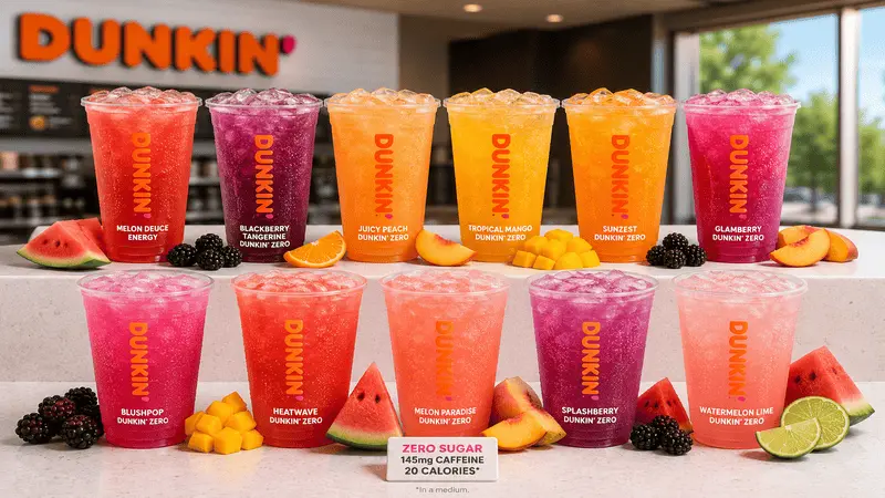 Dunkin Energy Drinks and Dunkin Zero flavors lineup