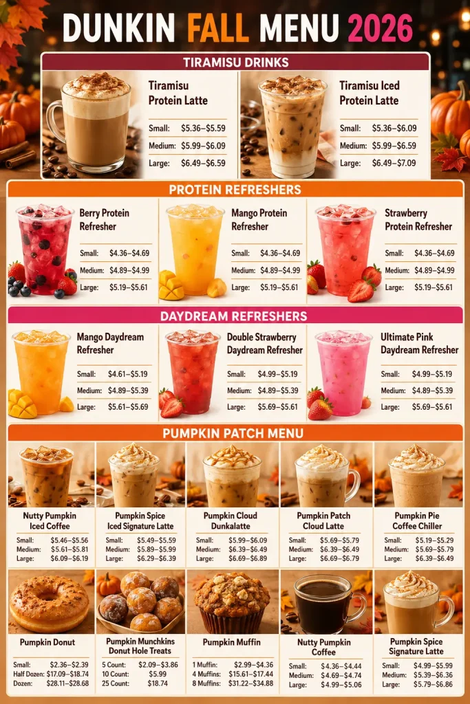 Dunkin Donuts Menu With Prices 2026 15 Dunkin Fall menu 2026